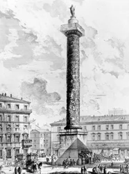 Ansicht der Säule des Marcus Aurelius auf der Piazza Colonna, aus der Serie 
